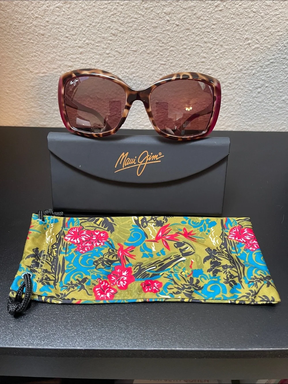 Maui Jim Orchid Raspberry PolarizedPlus2 Rectangular Sunglasses & Cases